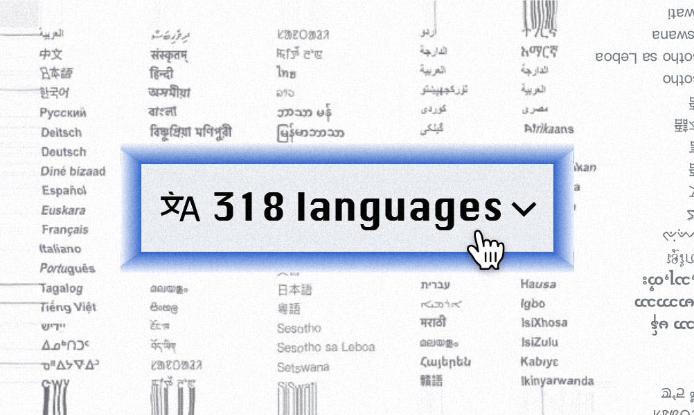 318+ languages of Wikipedia graphic